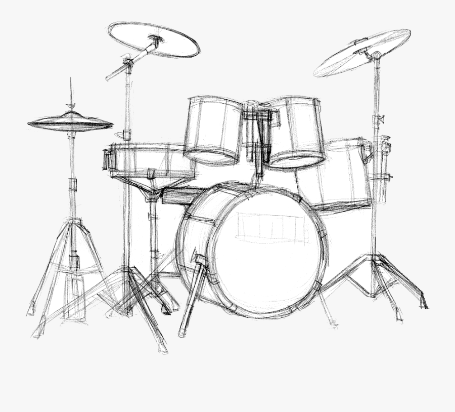 Transparent Drum Set Clipart - White Drum Kit Cartoon, Transparent Clipart