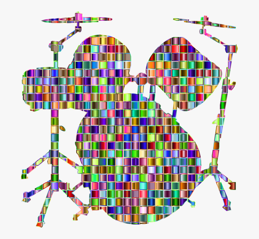 Line,art,drum Kits - Mosaic Drums, Transparent Clipart