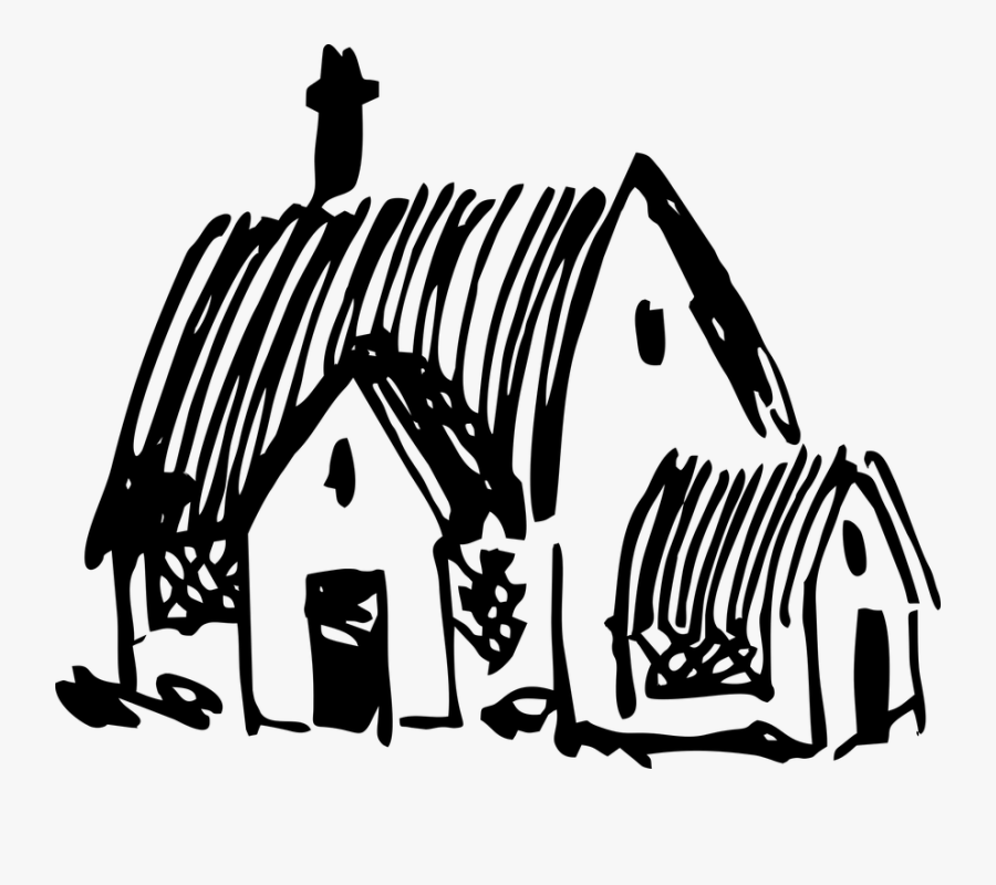 Transparent House Clipart Black And White - House Clip Art Of Village, Transparent Clipart