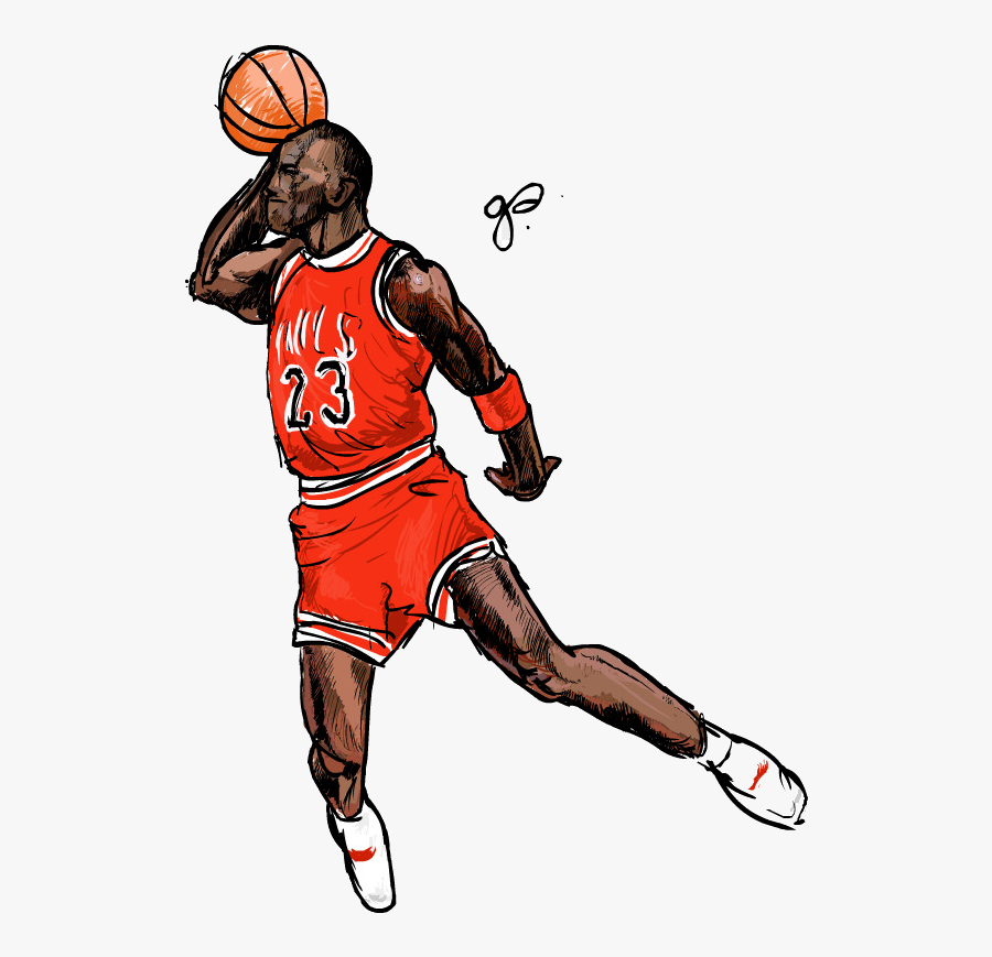 Jordan Cartoon Clipart Basketball Drawing Transparent - Dunking Michael Jordan Drawing, Transparent Clipart