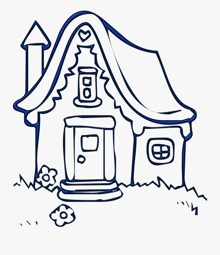 Forest, House, Cottage, Building, Housing - Cartoon House Line Drawing, Transparent Clipart