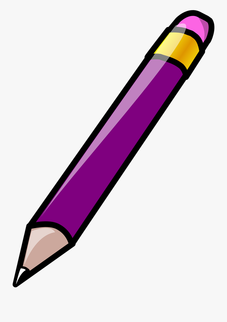 Pencil Eraser Rubber Purple Write Sketch Draw - Transparent Background Pencil Clipart, Transparent Clipart