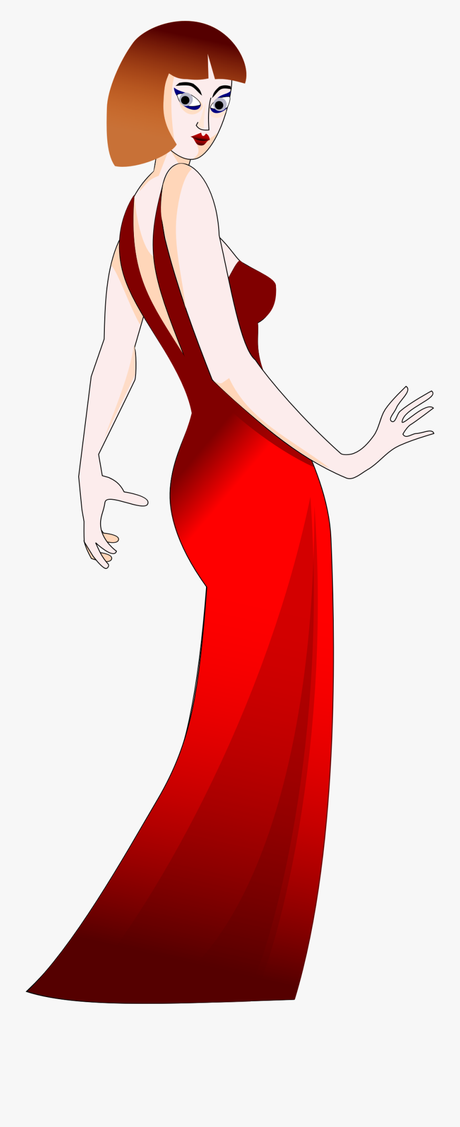 Transparent Gown Png - Girl On Red Dress Clipart, Transparent Clipart