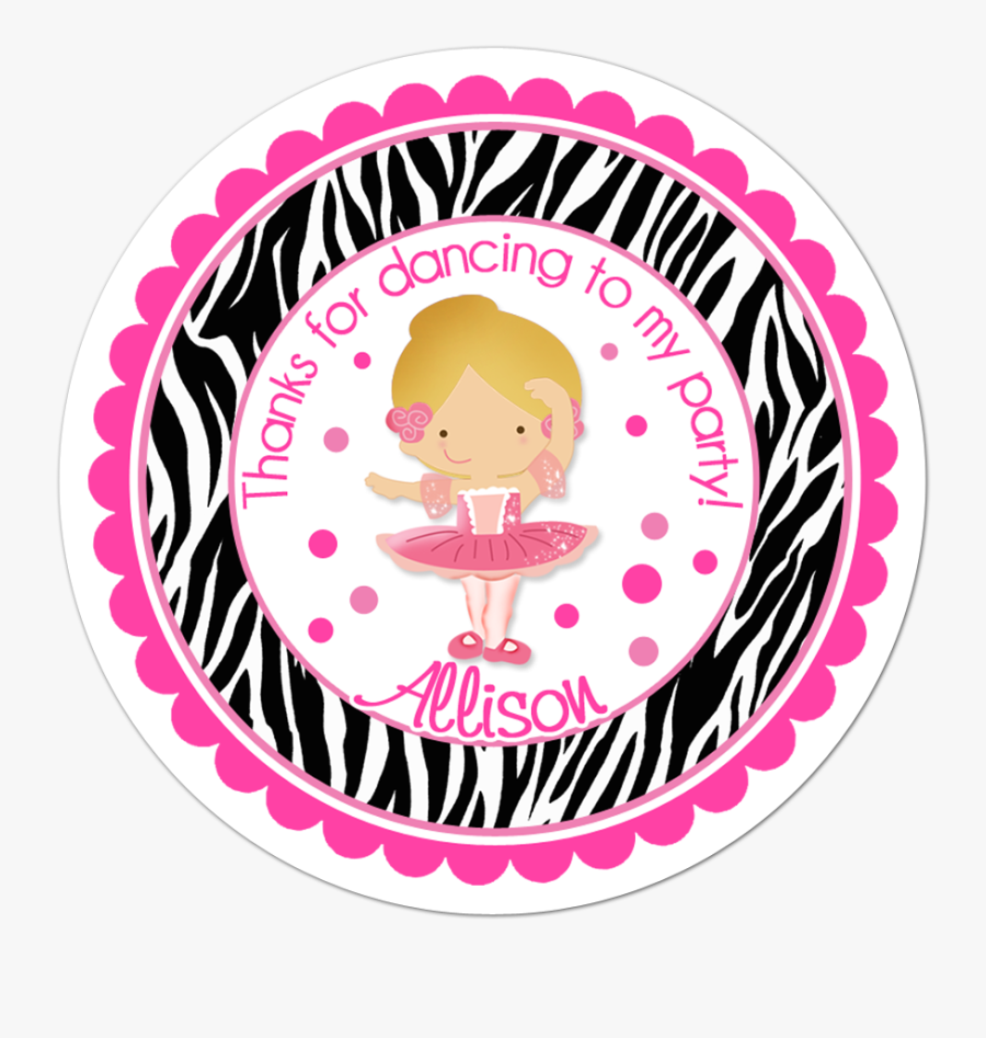 Ballerina Wide Zebra Print Border Personalized Sticker - Thank You For Coming Elmo, Transparent Clipart