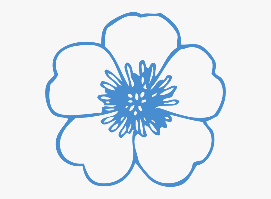 Blue Flower Svg Clip Arts 600 X 582 Px - Flower Png Black And White, Transparent Clipart