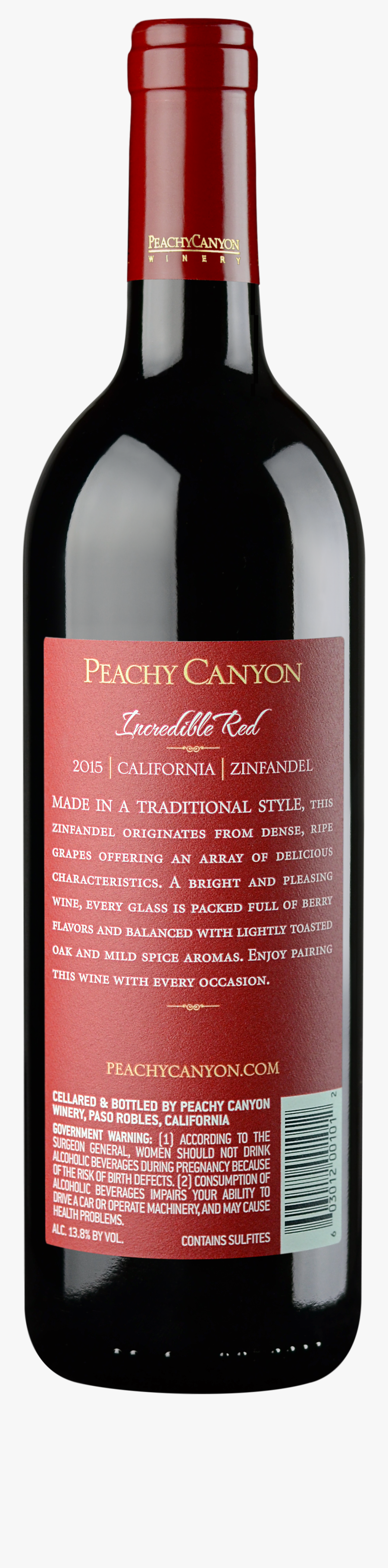 Peachy Canyon Incredible Red Zinfandel 2015, Transparent Clipart