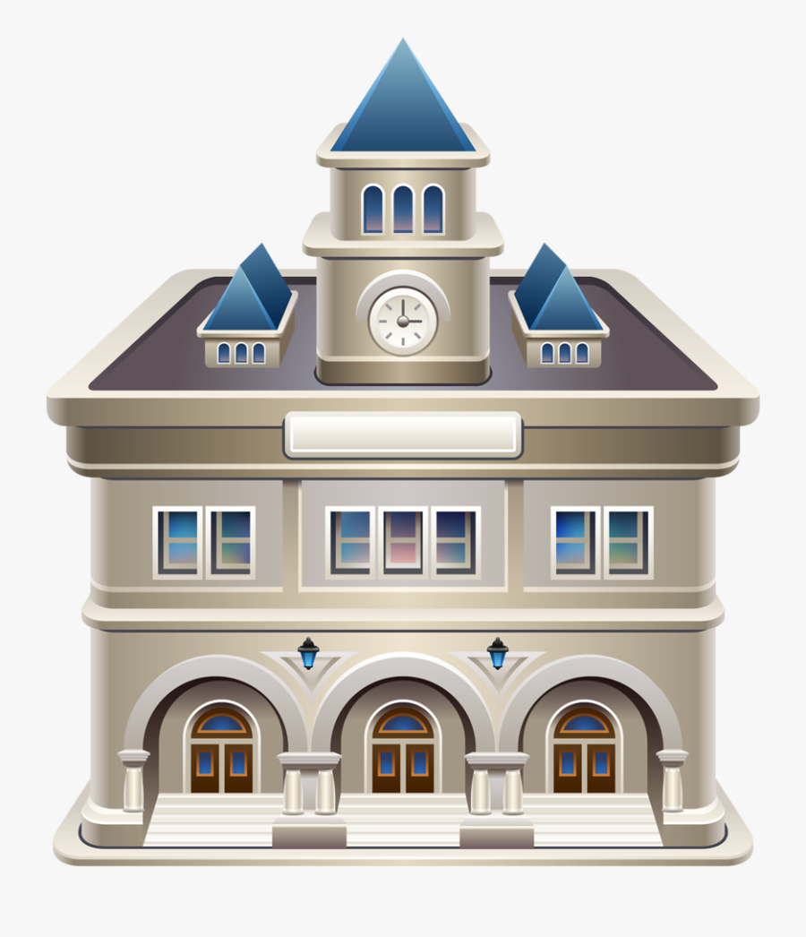 Crowd Clipart Village - Clip Art Of Police Station Building, Transparent Clipart