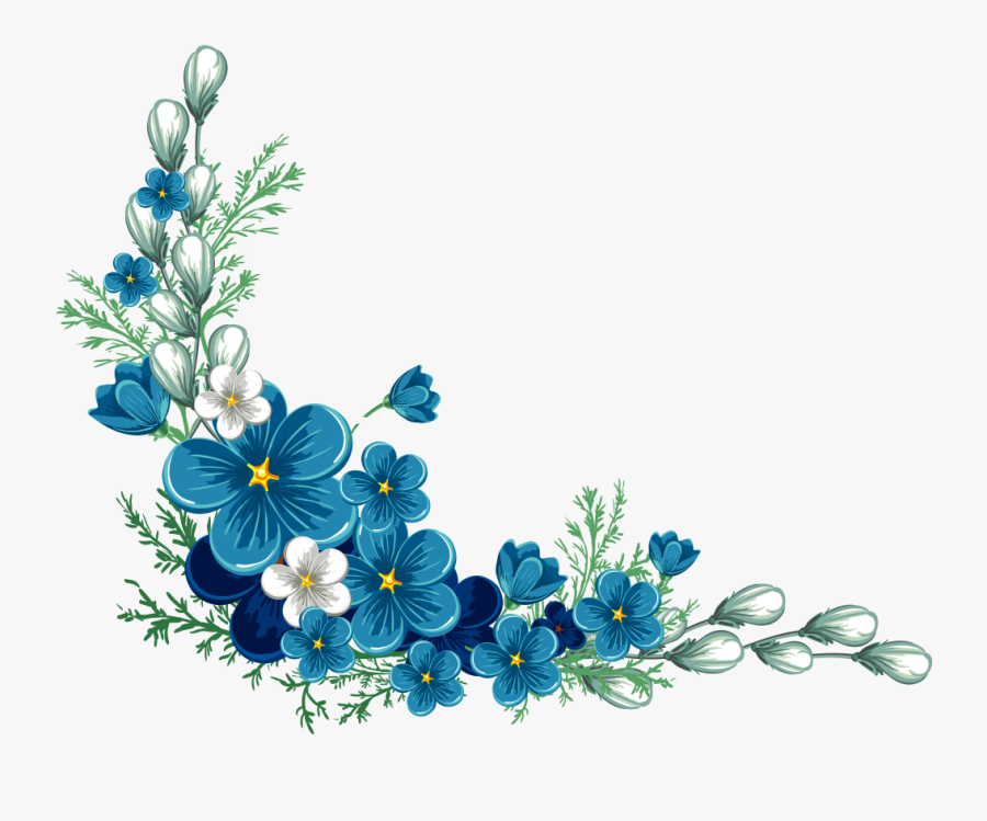 Hd Blue Flower Transparent Background , Free Unlimited - Blue Flower Border Transparent, Transparent Clipart