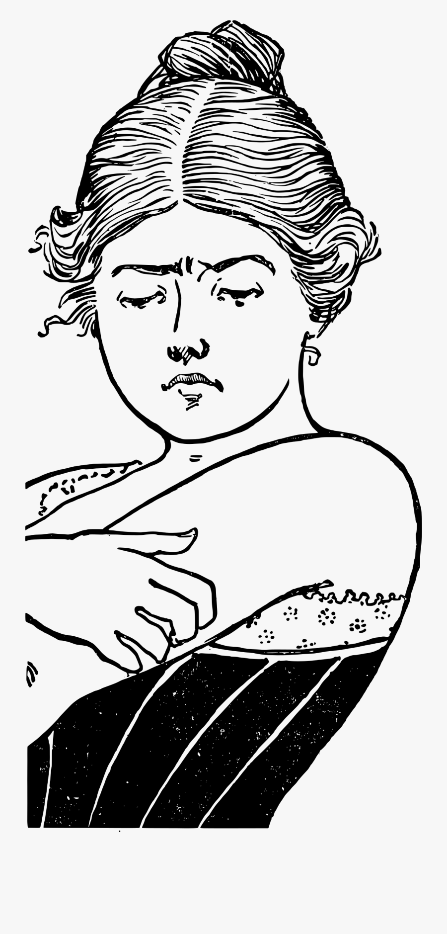 Sad Face Lady Clip Arts - Clipart Black And White Scratching Face, Transparent Clipart