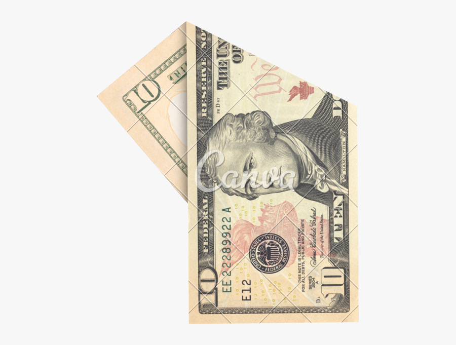 Vector Free Stock Ten Dollar Bill Clipart - Folded Ten Dollar Bill, Transparent Clipart