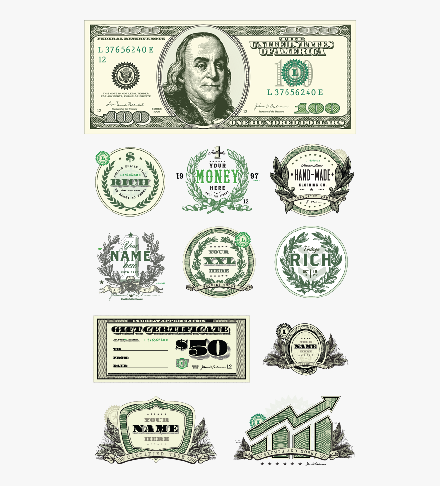 Vector Dollar Bill And Money Clipart Sets - Dollar Bill 1 Vector, Transparent Clipart