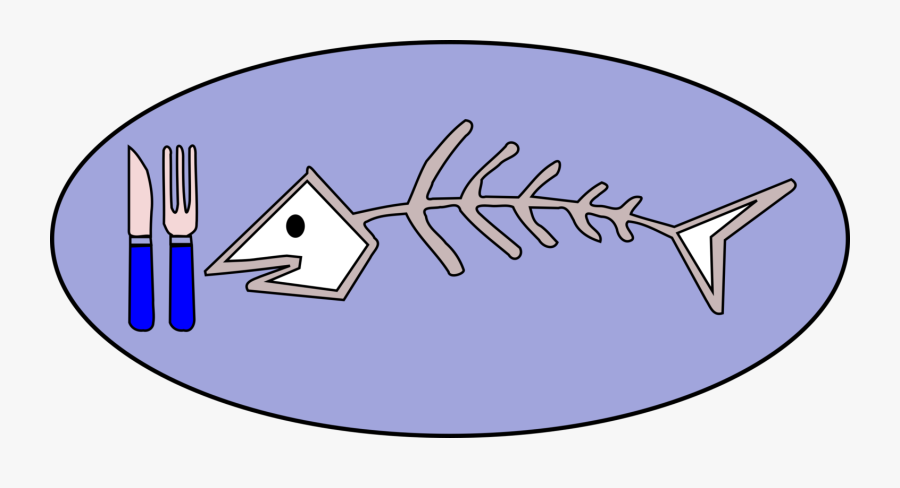 Fish Bone - Cartoon Fish On Plate, Transparent Clipart