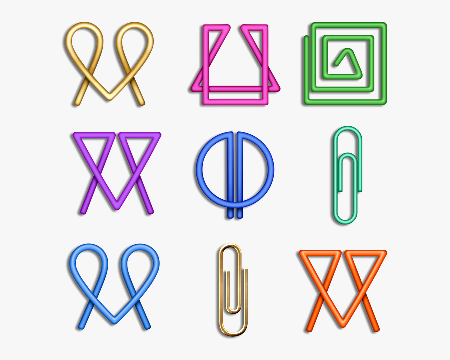Paper Clips Office Clip Binder Business Colorful, Transparent Clipart