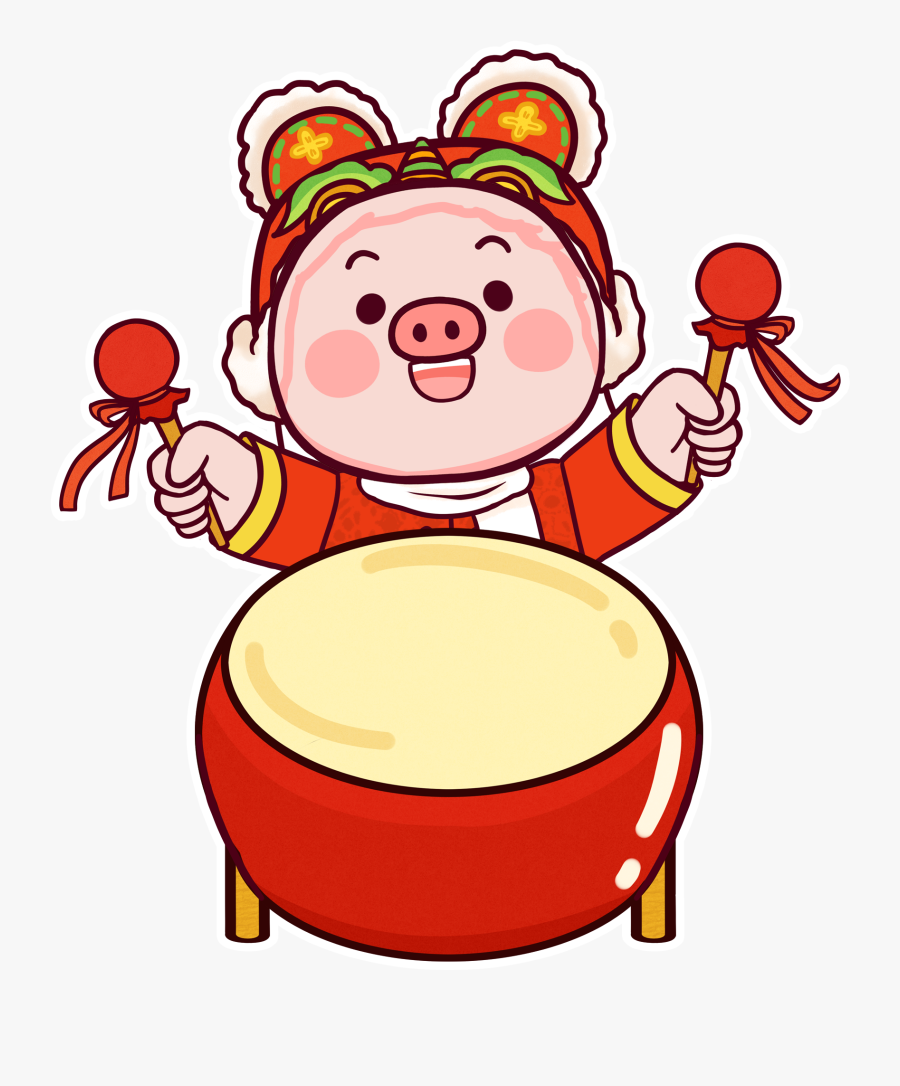 Cartoon Cute Piggy Drum Png And Psd - Cartoon, Transparent Clipart