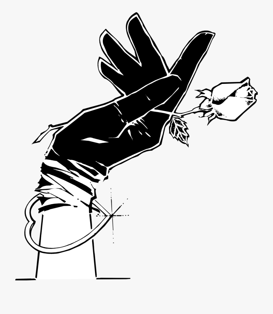 Clip Art Glove Free Stock Photo - Black Hand Holding Rose, Transparent Clipart
