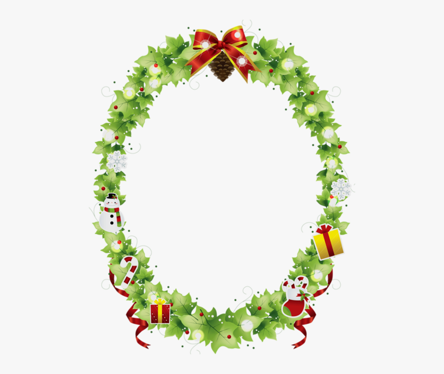 Christmas Vector Border Frame - Frame Christmas Png Oval, Transparent Clipart
