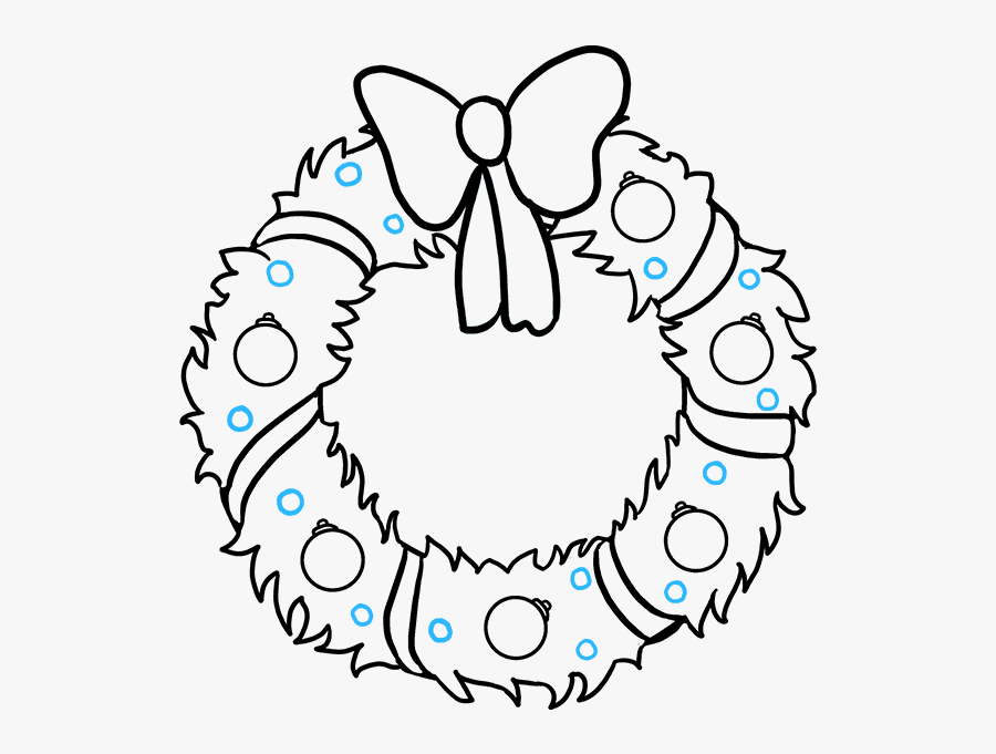 How To Draw Christmas Wreath - Christmas Wreath Drawing Png, Transparent Clipart