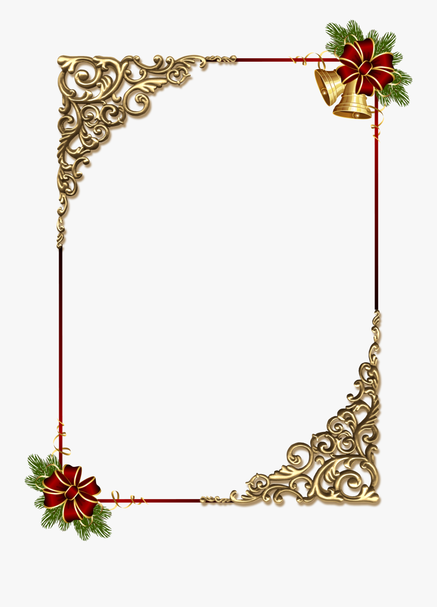 Red Ribbon Border Clipart - Gold Christmas Border Designs, Transparent Clipart