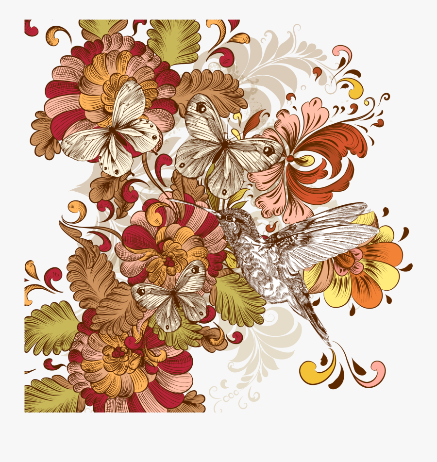 Flower Floral Design Vintage Clothing Clip Art - Vintage Design Background Png, Transparent Clipart