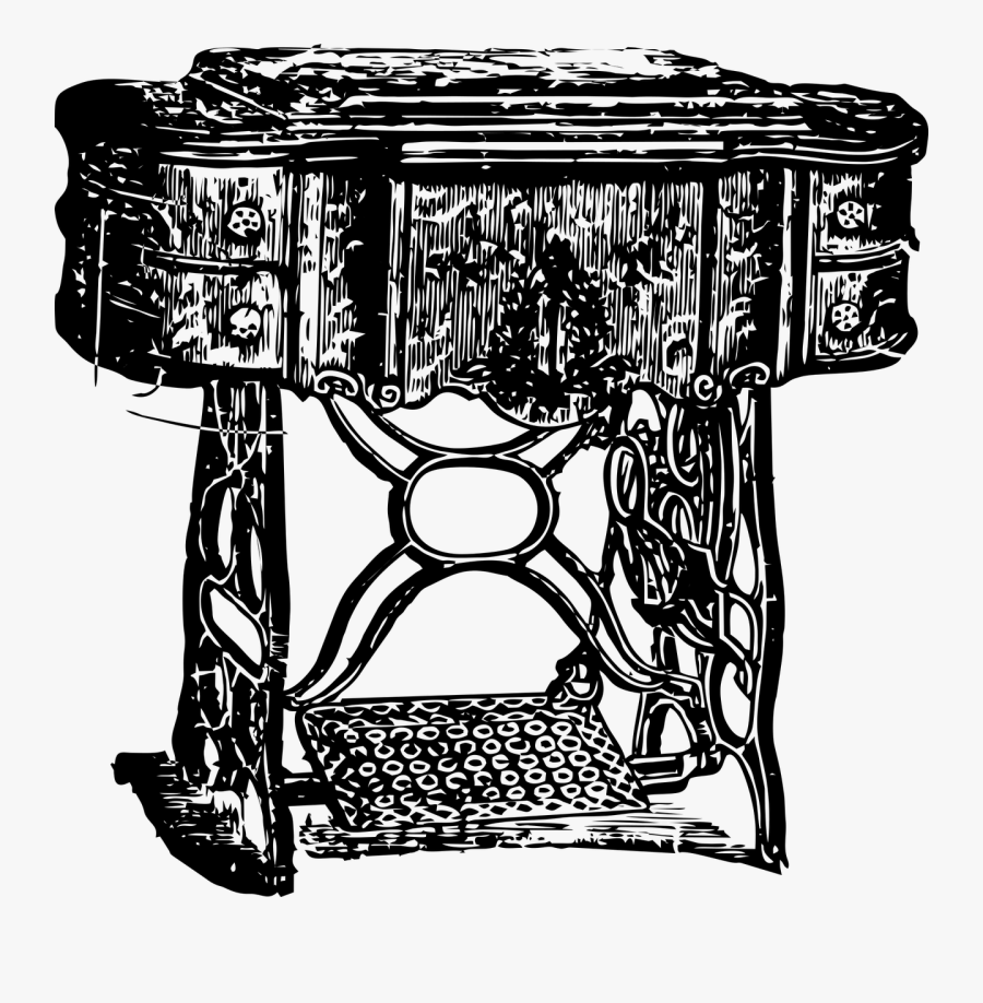 Sewing Machine Vintage Sewing Machine Sewing Table - Mesin Jahit Jadul Vector, Transparent Clipart