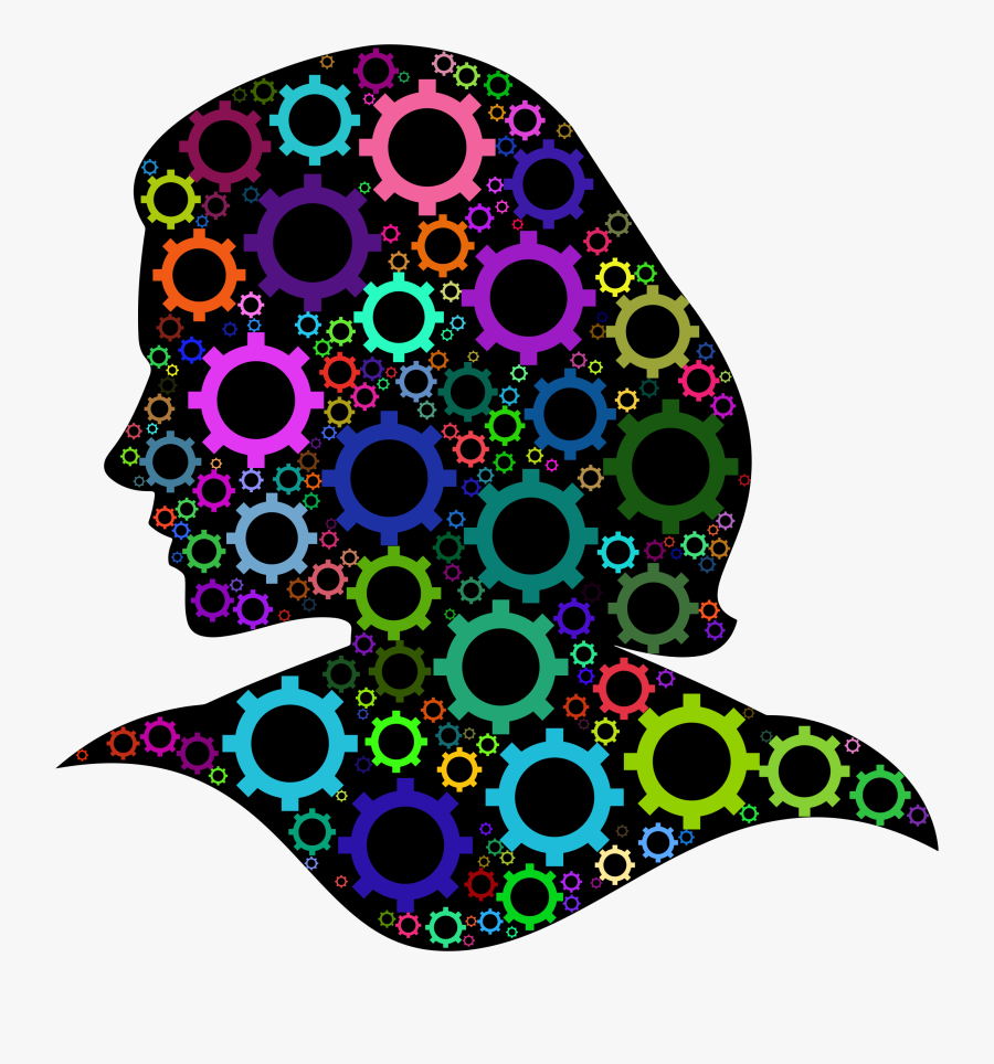 Transparent Colorful Gears Clipart - Colorful Pic Of Head, Transparent Clipart