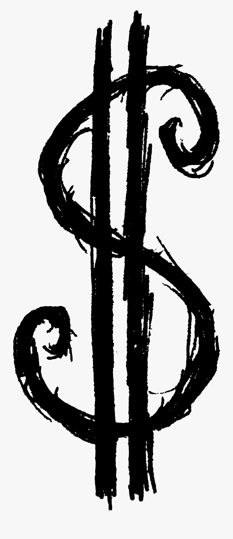 Graphic Black And White Clip Art Draw Transprent Png - Dollar Sign Drawing Png, Transparent Clipart