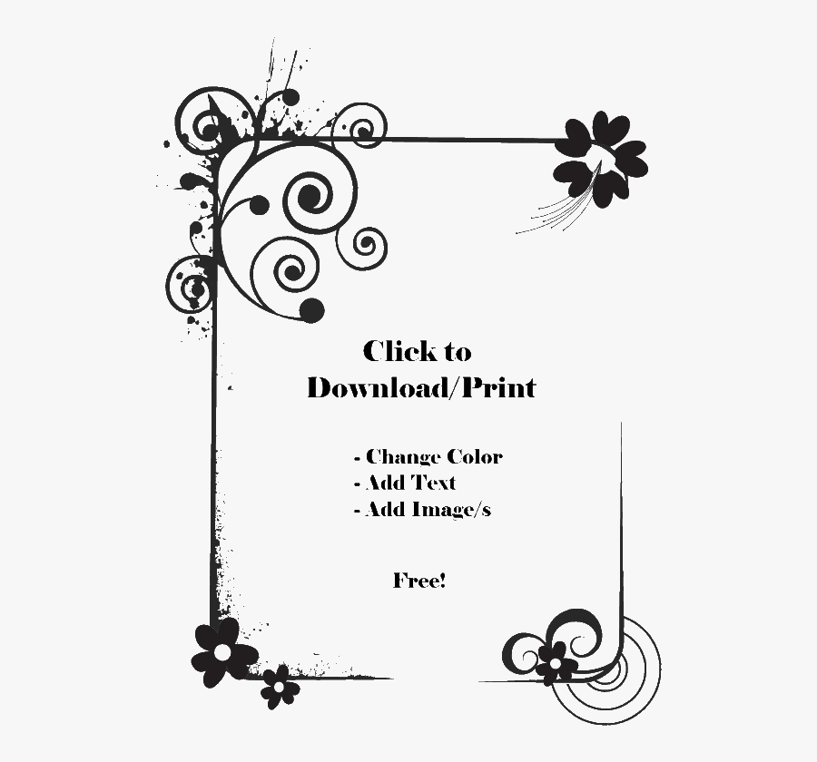 Printable Flower Border Png - Border Design Clipart Black And White, Transparent Clipart