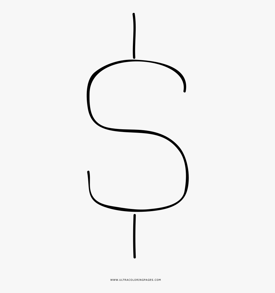 Dollar Sign Coloring Page - Line Art, Transparent Clipart