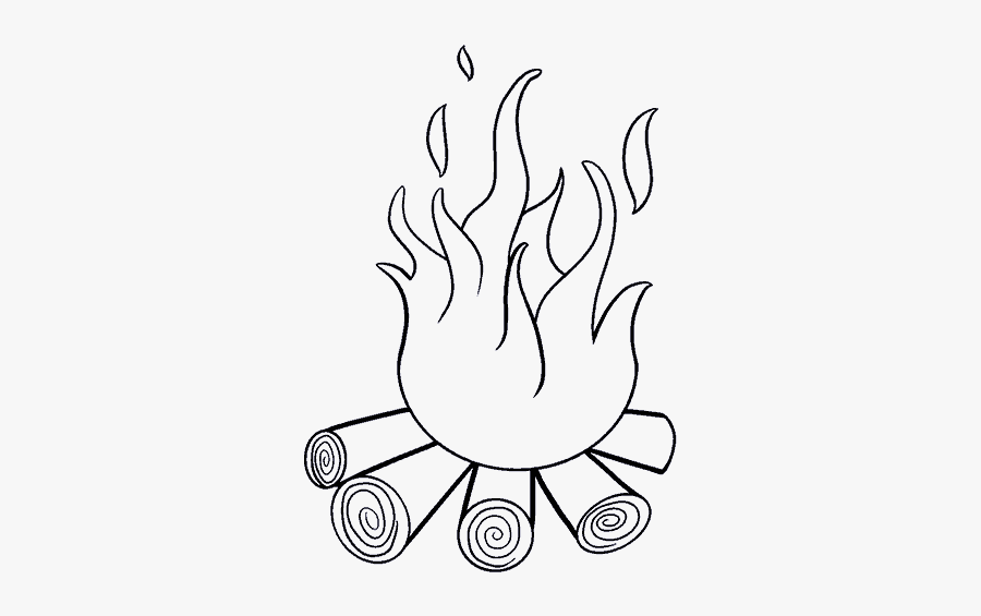 How To Draw Fire - Campfire Clipart Black And White Free, Transparent Clipart