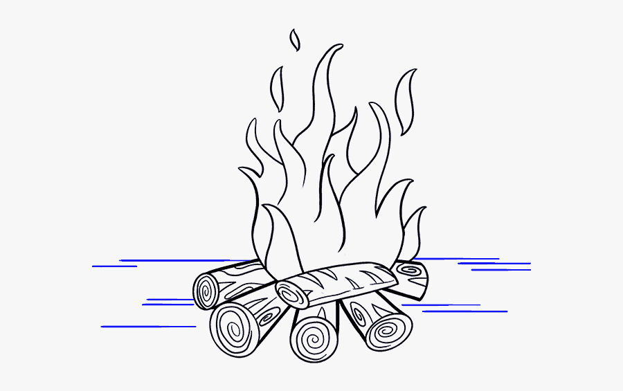 How To Draw Fire - Drawing Of Camp Fire, Transparent Clipart