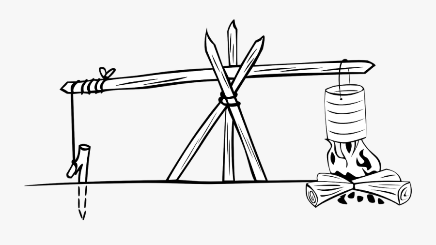 Campfire, Campfire Tripod, Outdoor Cooking, Jury Rigged - Cocinar En Campamentos, Transparent Clipart