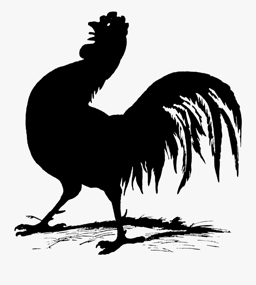 1424 Rooster Silhouette Free Vintage Clip Art - Rooster, Transparent Clipart