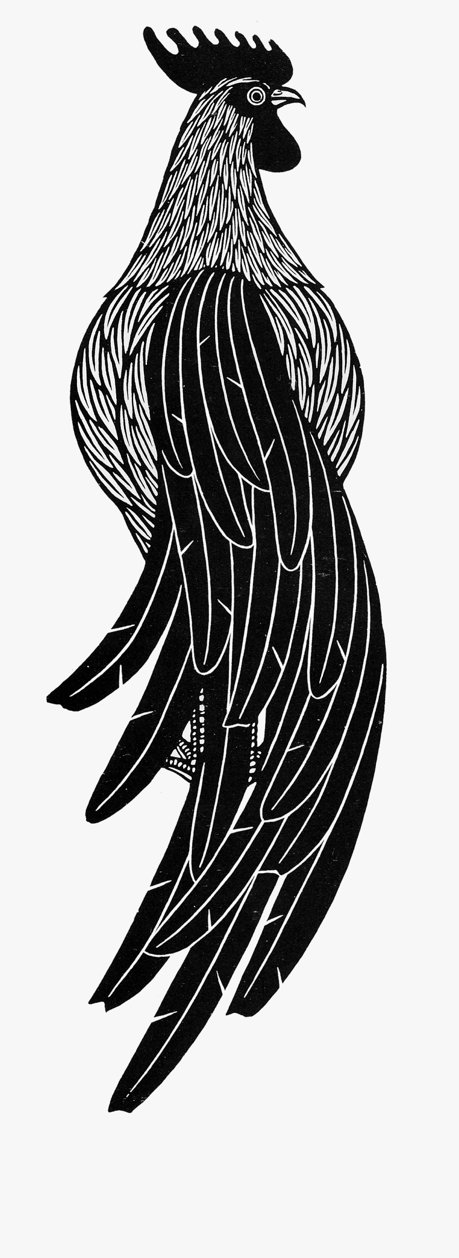 Linocut Chicken, Transparent Clipart