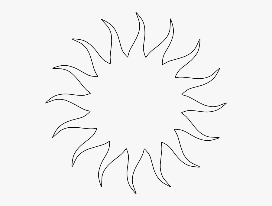 Small Sun Template - Line Art, Transparent Clipart