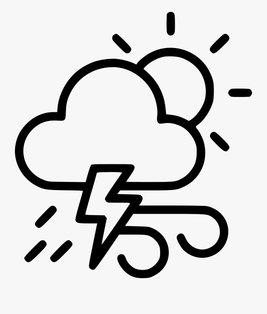 Weather Thunder Sun Wind Cloudy Lightning Comments - Thunder And Lightning Icon, Transparent Clipart