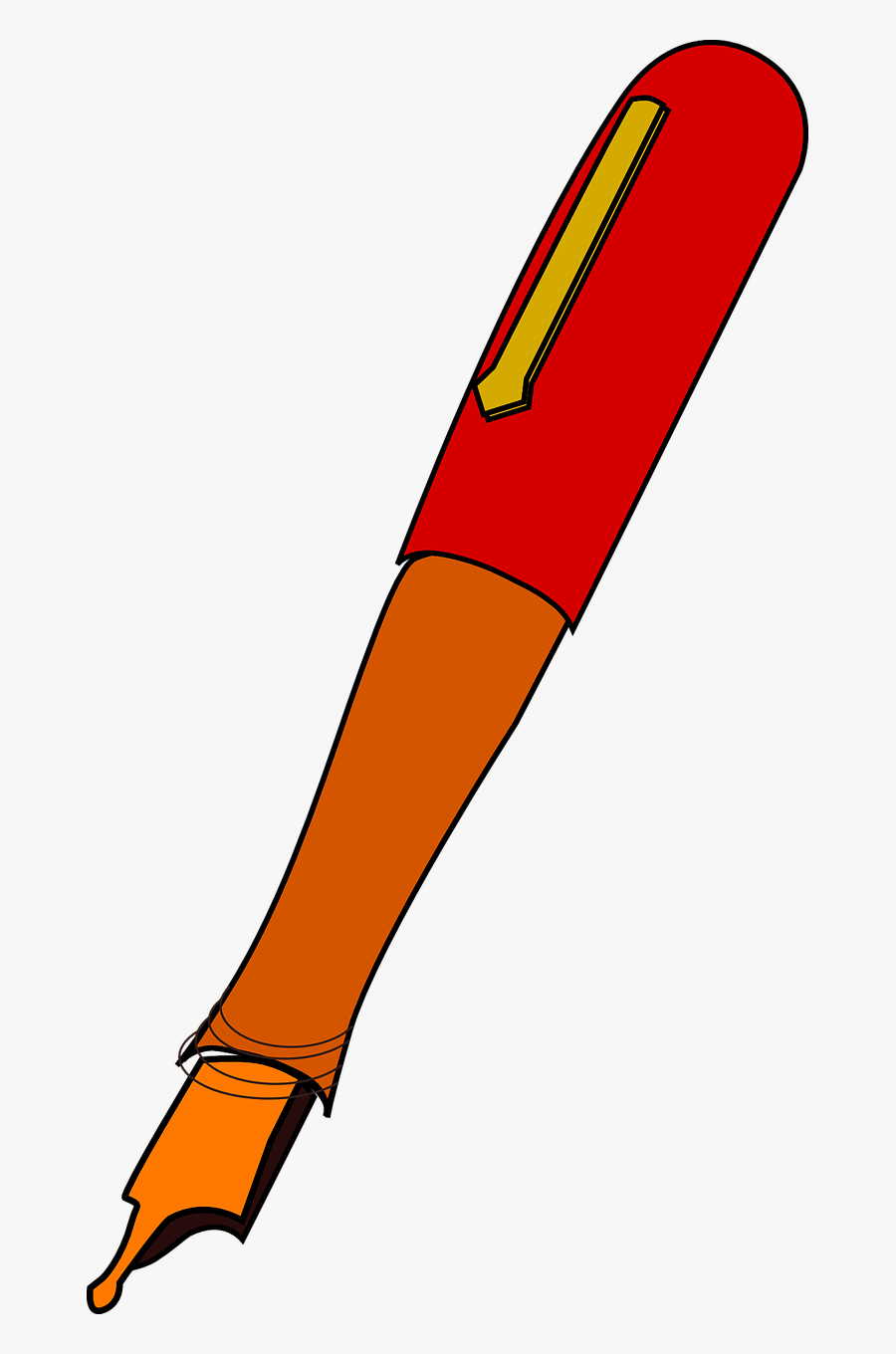 Transparent Feather And Ink Clipart - Orange Clip Art Pen, Transparent Clipart