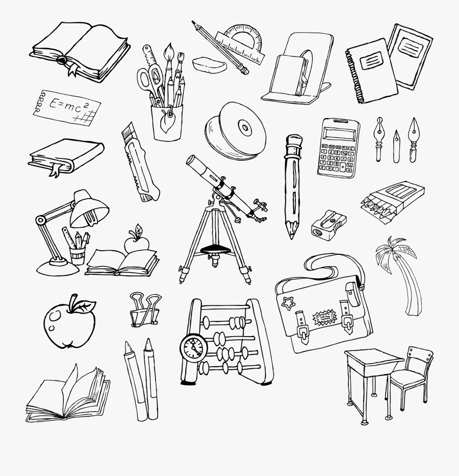 School Painted Pen Artwork Stationery Supplies Cartoon - Drawing Pics Of School Articles, Transparent Clipart