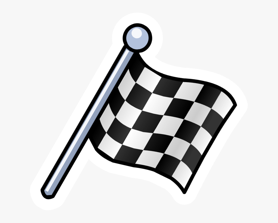 Clip Art Checkered Pin Club Penguin - Race Flag Cartoon Png, Transparent Clipart