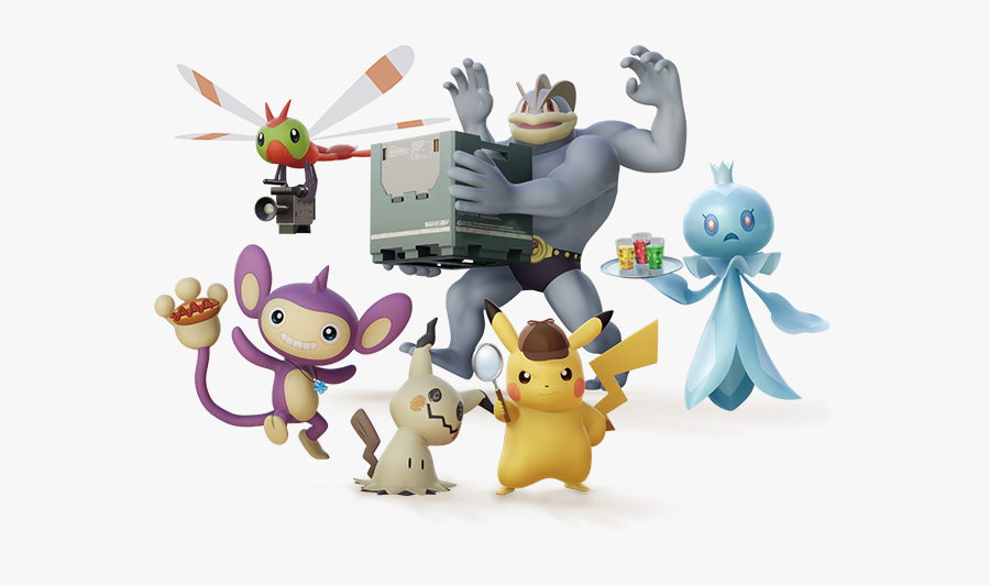 Pokémon Frillish, Machamp, Aipom And Yanma Appear - Pokémon Detective Pikachu Characters, Transparent Clipart