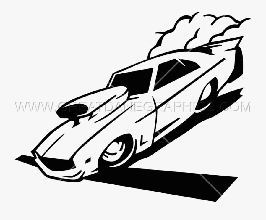 Drag Car Racing Production Ready Artwork For T Shirt - Car Racing Clipart Black And White, Transparent Clipart