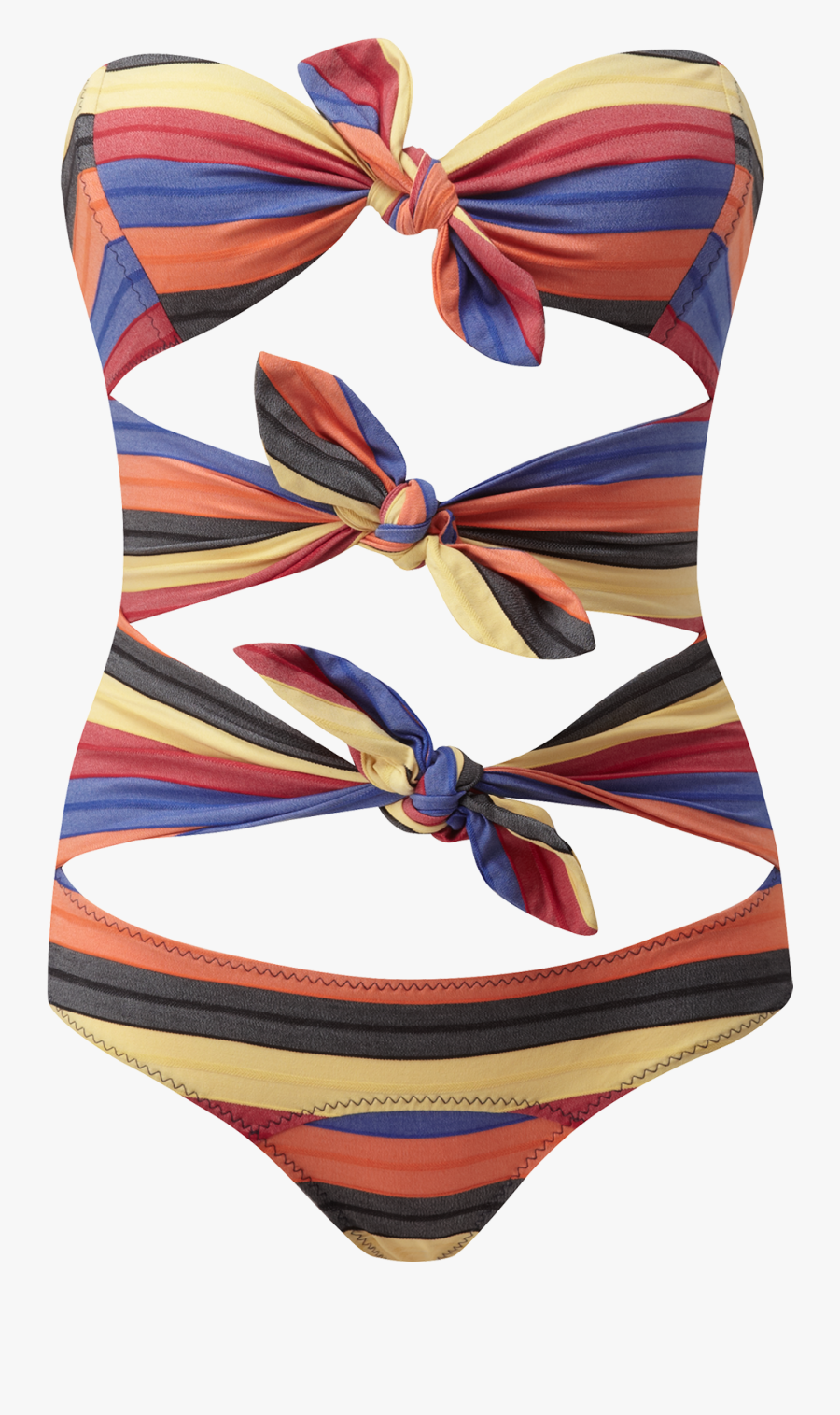 Clip Art Triple Poppy Striped Maillot - Monokini, Transparent Clipart