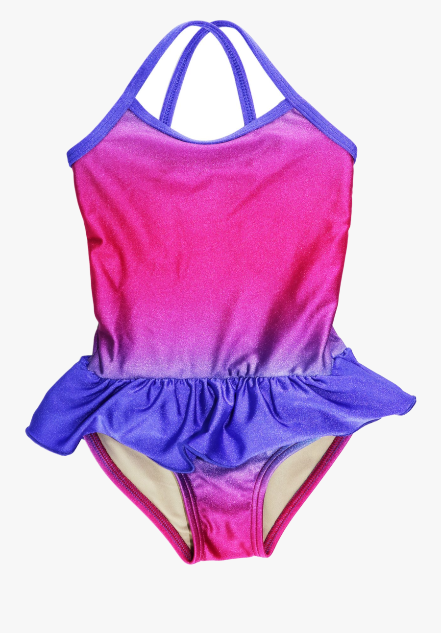 Clip Art Fuchsia Turq Ombr With - Purple Cross Bathing Suit Girl, Transparent Clipart