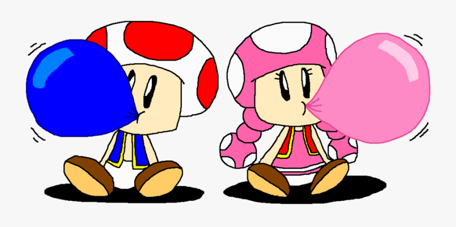 Toad And Toadette Got Color Bubble Gum By Pokegirlrules - Cartoon, Transparent Clipart