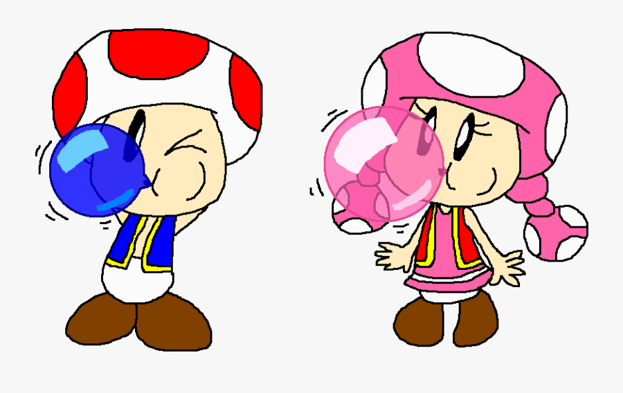 Color Bubble Gum Toad And Toadette By Pokegirlrules - Toad And Toadette Bubblegum, Transparent Clipart