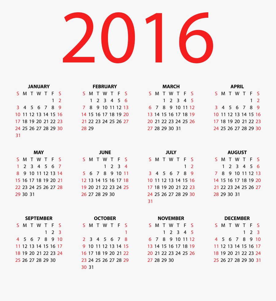 Transparent Calendar For 2016 Png Clipart Image - Календарь 2019 Черно Белый, Transparent Clipart