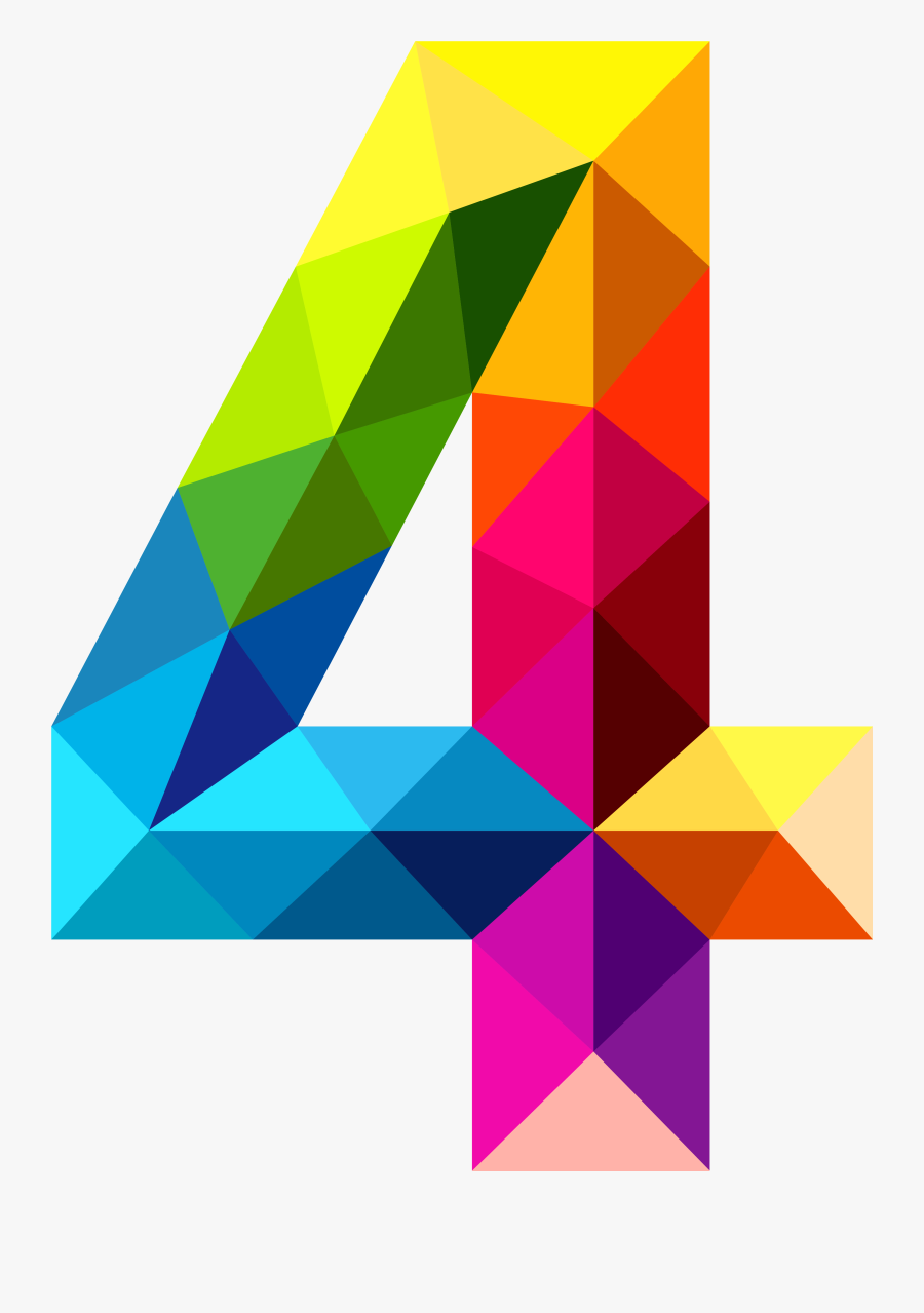 Colourful Triangles Number Four Png Clipart Image - Colourful Triangles Number, Transparent Clipart