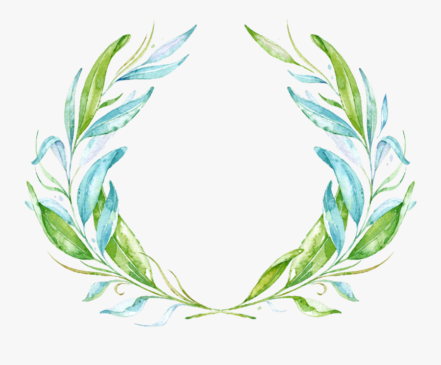 Transparent Greenery Clipart - Watercolor Leaf Border Png, Transparent Clipart