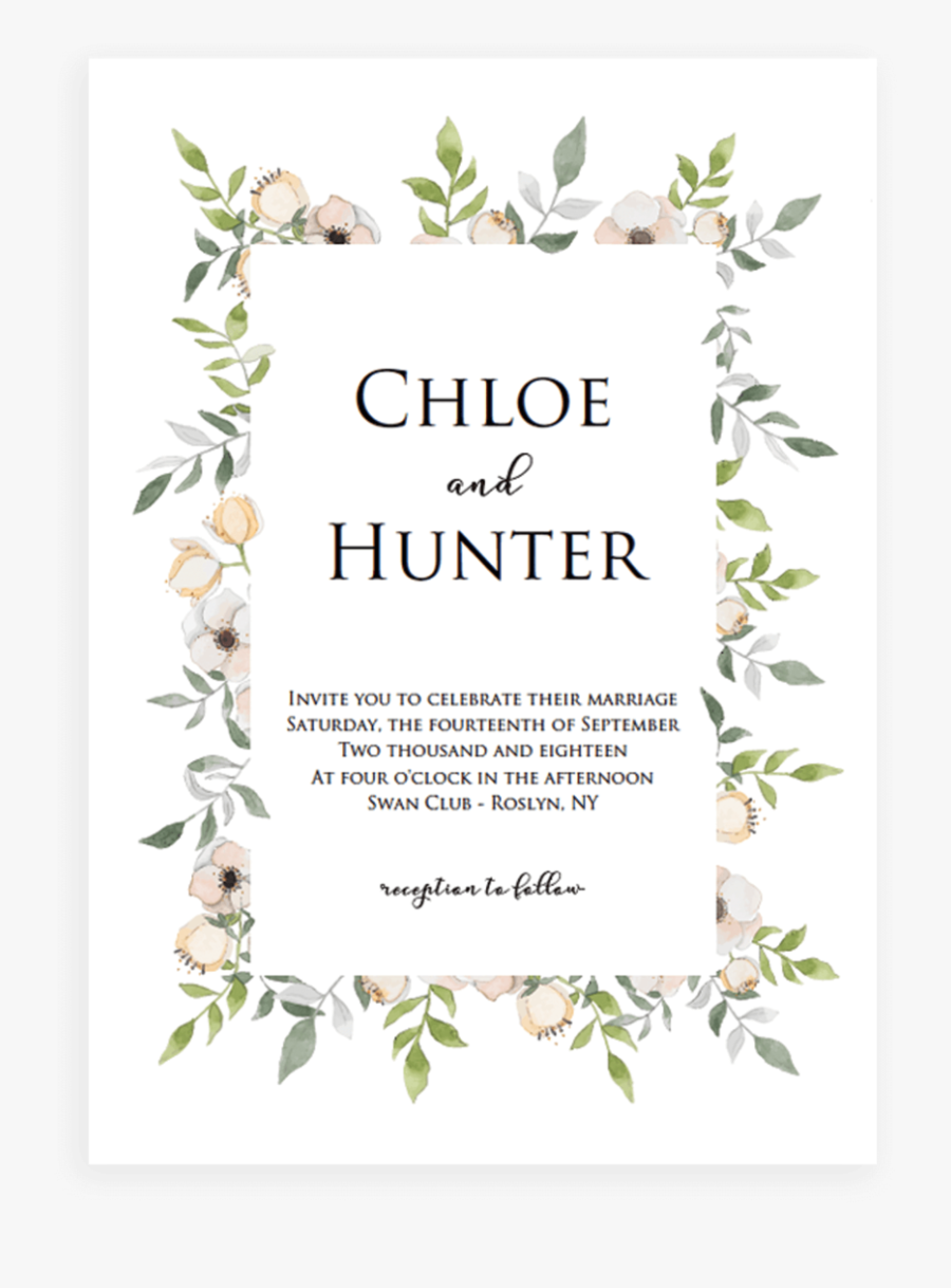 Greenery Wreath Png - Invitation, Transparent Clipart