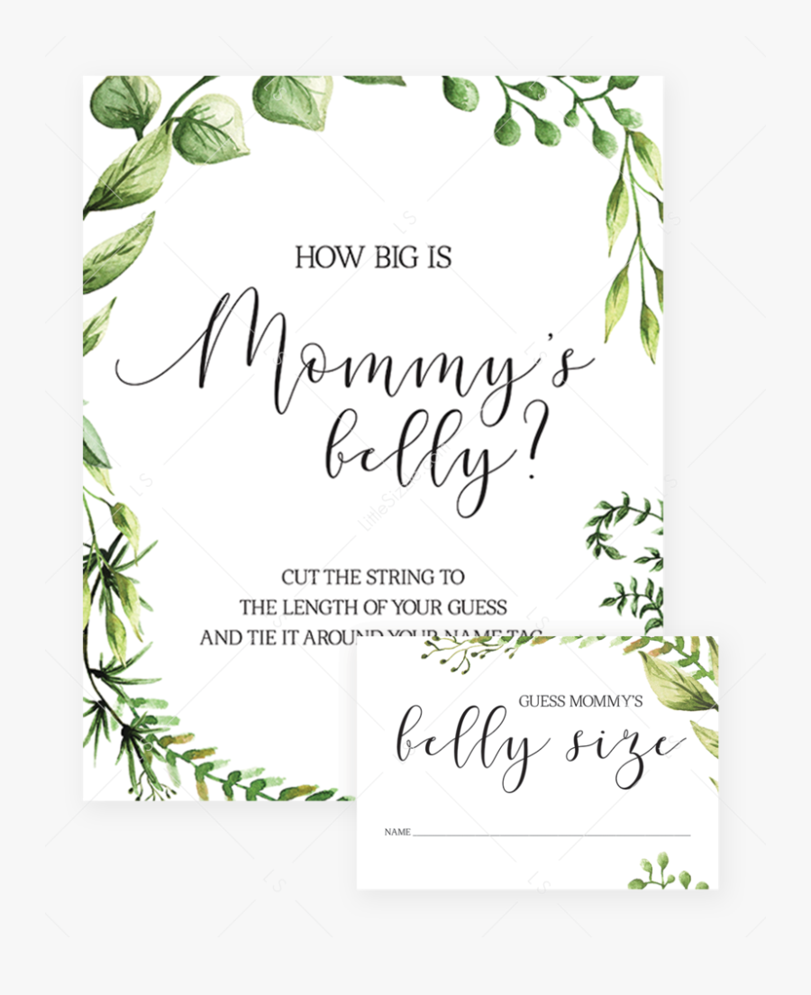 Transparent Watercolor Greenery Png - Big Is Mommy's Belly Free Printable, Transparent Clipart