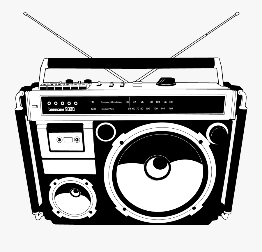 1980s Boombox Compact Cassette Clip Art - Retro Radio Vector Png, Transparent Clipart